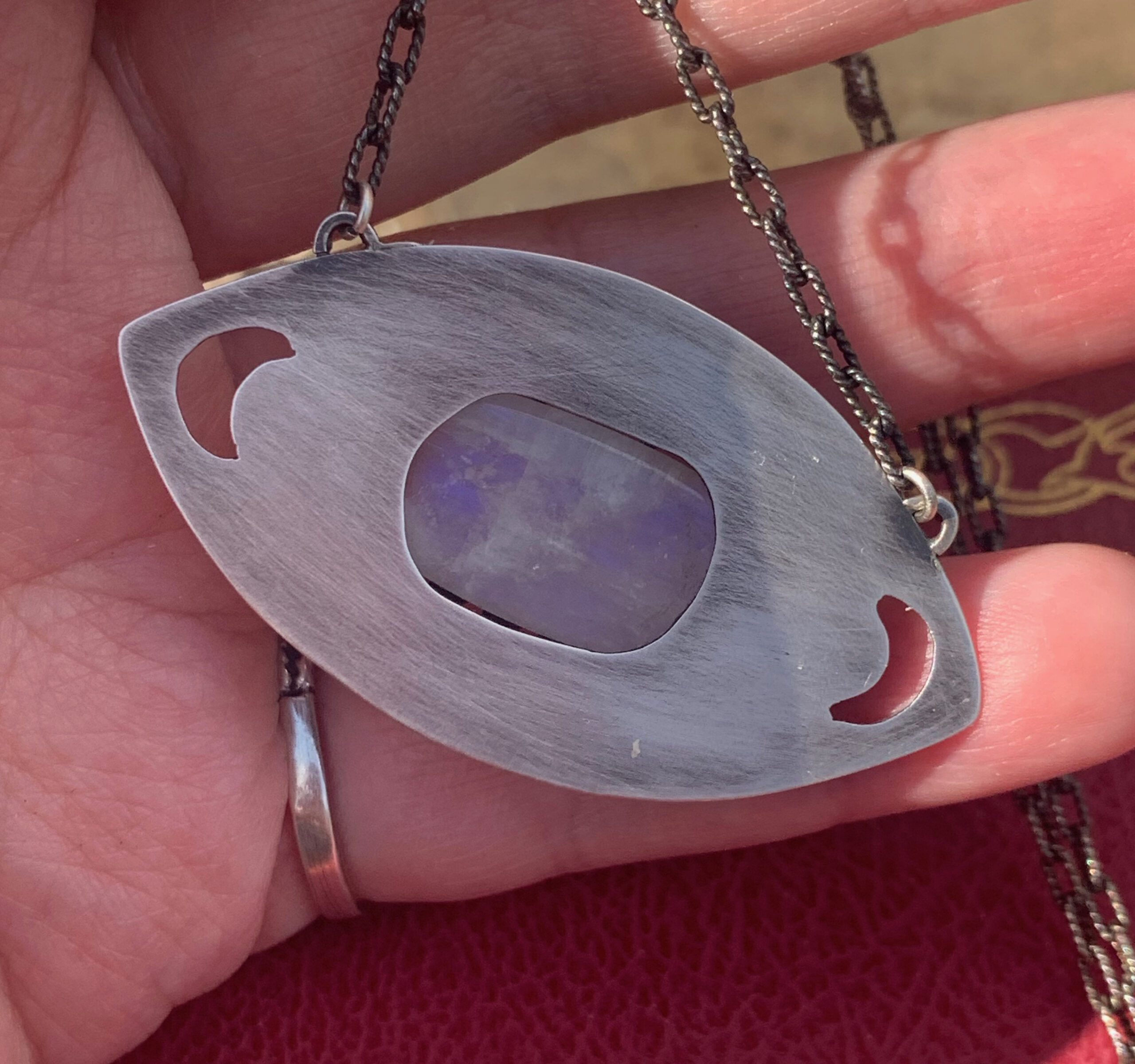 back of moonstone necklace
